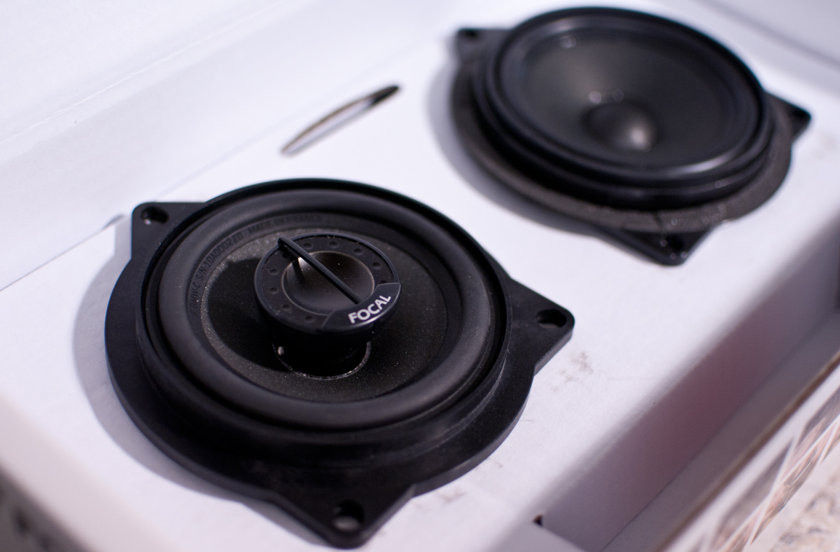 Left is the new Focal speaker upgrade with a tweeter built in. (C model) Right is the original speaker.