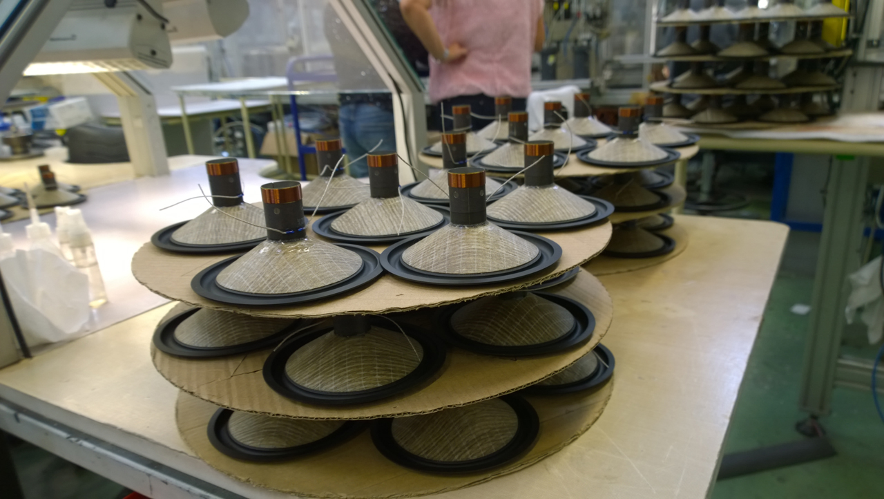 Focal's new Flax cone speakers being built